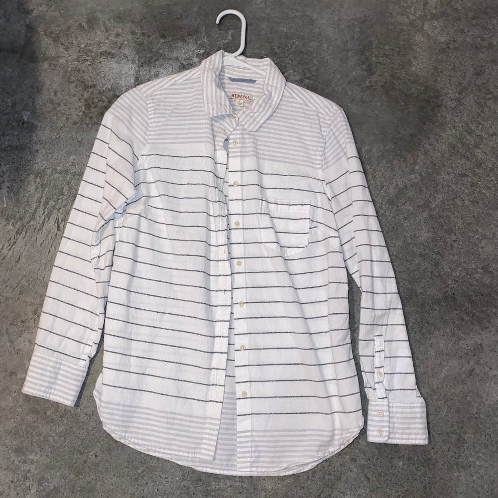 White and gray striped button-down